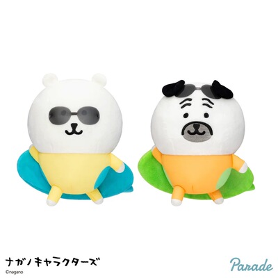 日本正版代购nagano海边冲浪自嘲熊八哥狗可爱毛绒玩偶公仔礼物