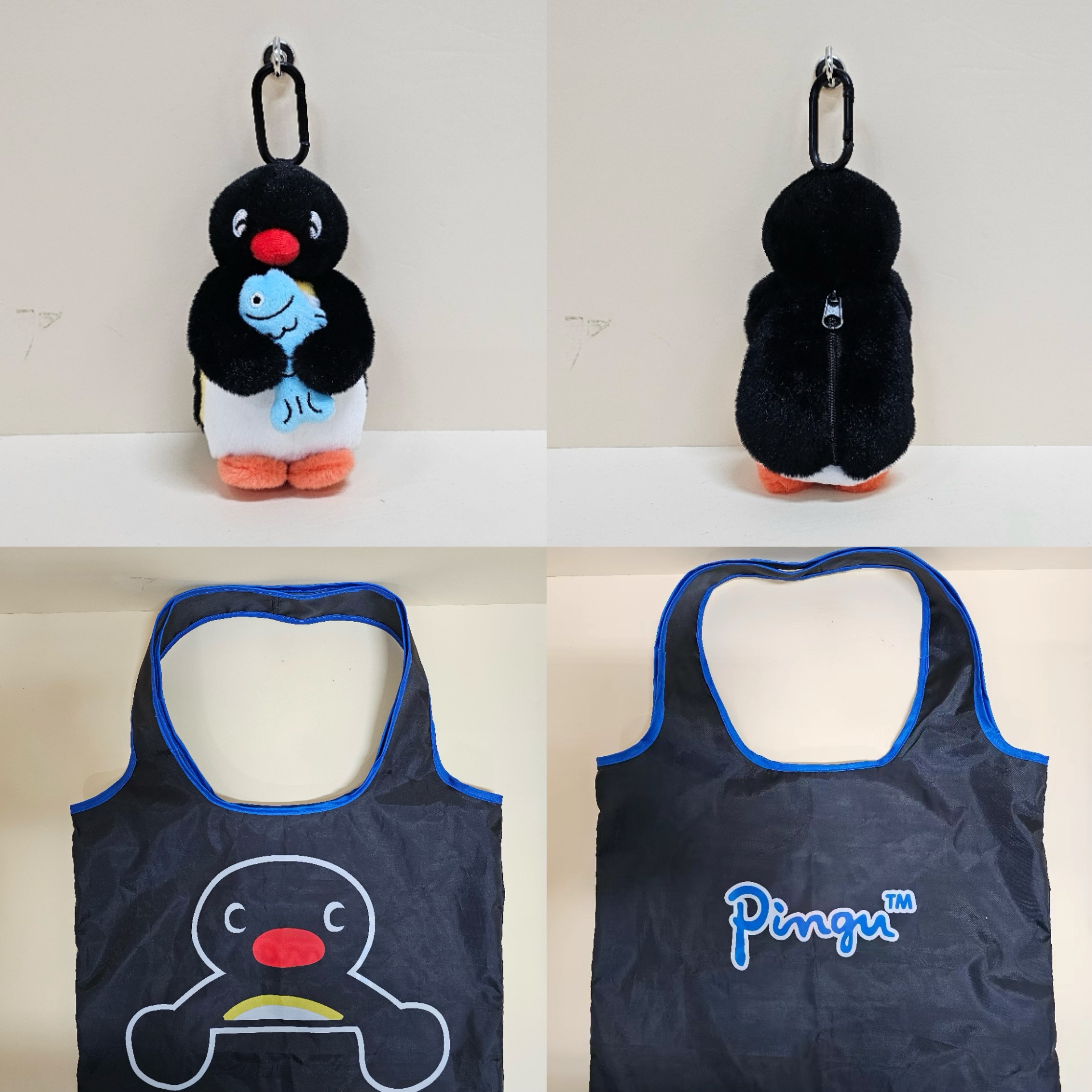 【定金8月】韩国pingu企鹅抱鱼明古鱼购物袋零钱包挂件毛绒礼物