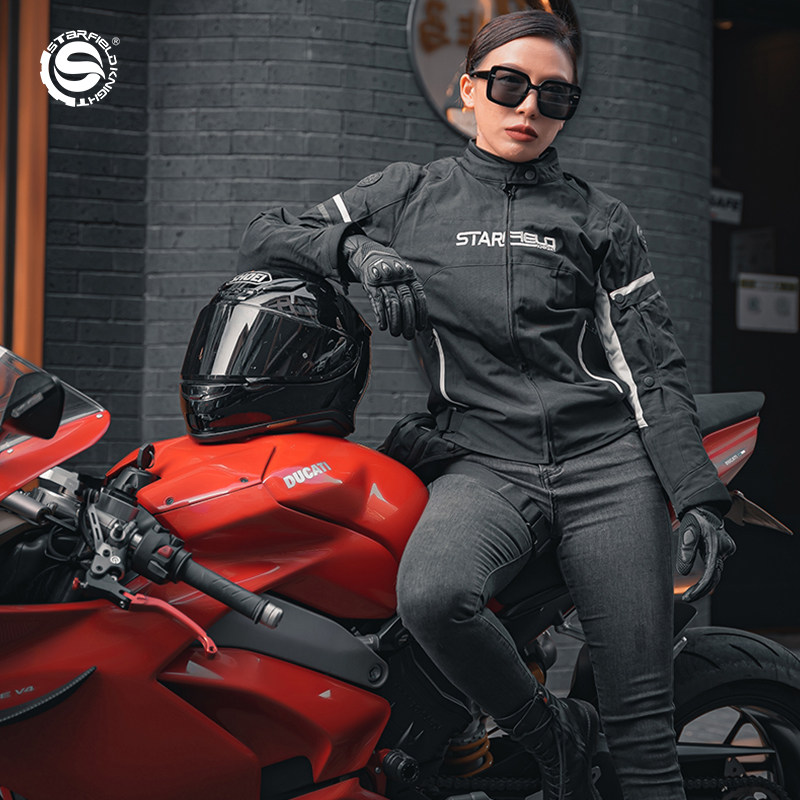 星空骑士摩托车骑行服冬季防风骑士机车外套休闲保暖内胆可拆女款