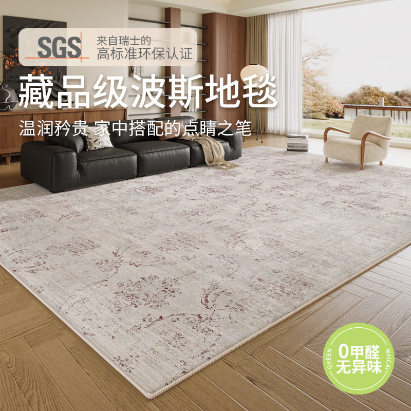 客厅地毯2026新款免洗可擦卧室床边毯复古地垫防水地垫大面积全铺