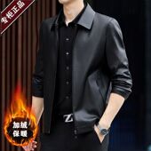 品牌断码 绵羊皮夹克外套 休闲中年男士 韩版 海宁高档真皮男加绒新款
