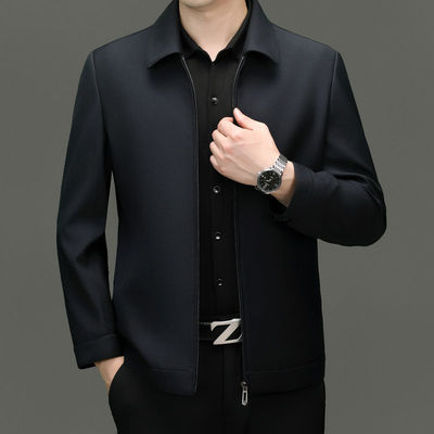 推荐行政外套男士夹克套装高级翻领垂坠春秋年轻人商务休闲上衣