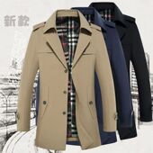 加绒棉衣潮流男士 外套中青年高档帅气薄款 秋冬风衣时尚 休闲中长款