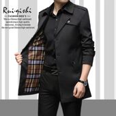 夹克薄外套爸爸装 断码 中长款 商务中年男士 休闲西装 领风衣男春秋季