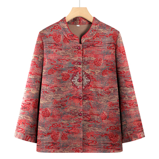 奶奶装秋装立领衬衫外套妈妈装薄款两用衫中老年人女装老太太衣服