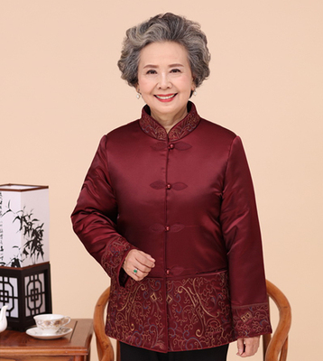 老年人冬装女装棉衣妈妈装外套