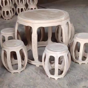 圆桌白胚桌子单桌套装吃饭桌会议桌