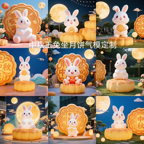 中秋发光玉兔月饼充气气模定制
