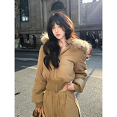 小个子修身 韩系绝美大毛领连帽棉服女冬季 新款 收腰显瘦棉衣外套潮
