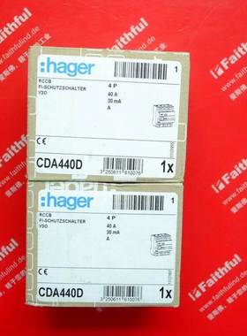 【释迦】Hager CDA440D 海格全新断路器 4P 40A