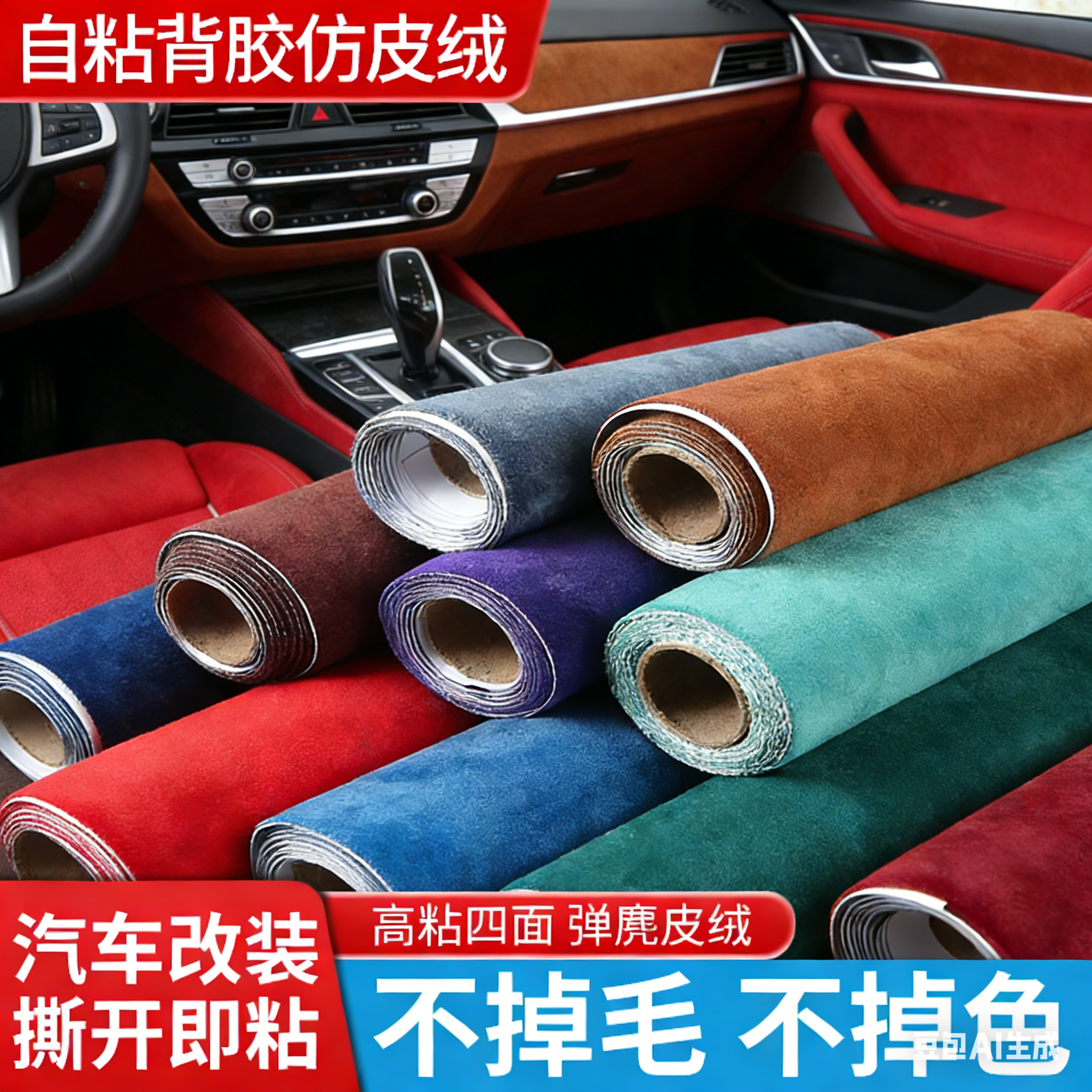 麂皮绒布料自粘翻毛皮皮料修复翻新汽车内饰改装门板中控扶手硬包,纺织面料/辅料/配套,面料/布类,淘宝优惠券,粉丝福利购,淘宝优惠卷