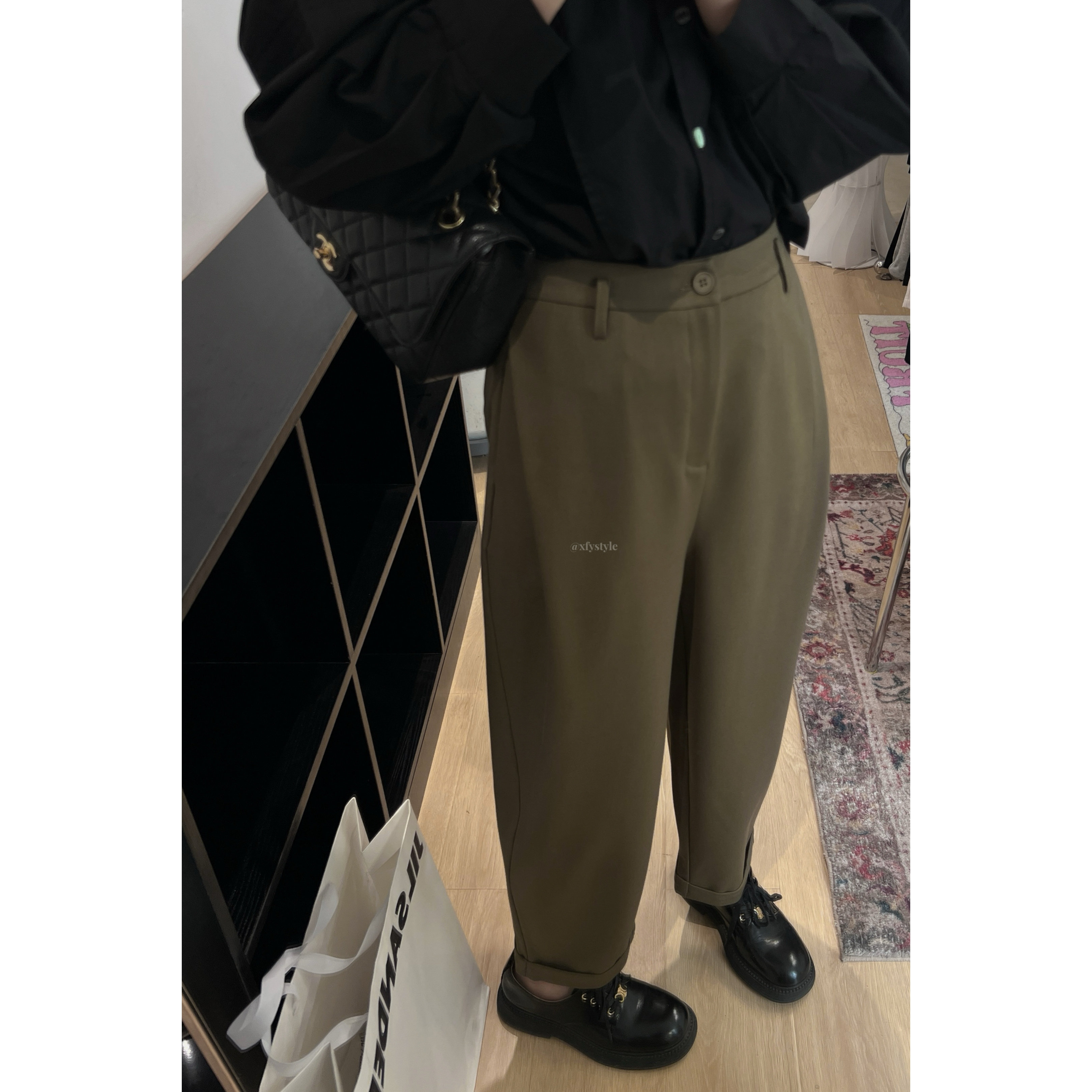 高腰韩版xfystyle九分镰刀休闲裤