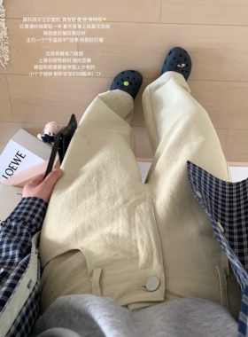 XFYSTYLE_中空纱面料 抗皱防晒轻薄软弹立体剪裁显瘦弯刀休闲长裤