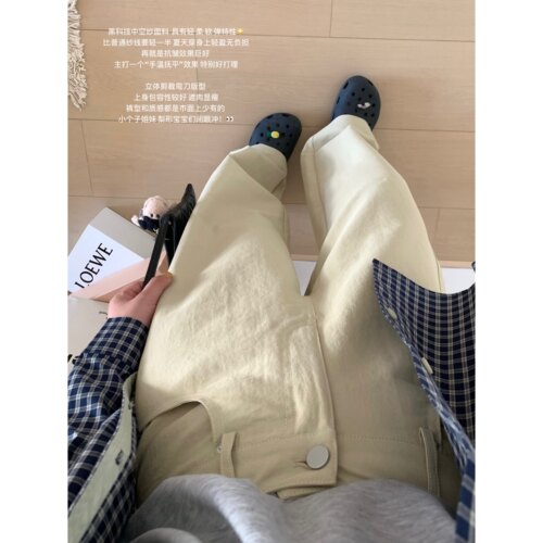 中空纱面料抗皱弯刀休闲长裤