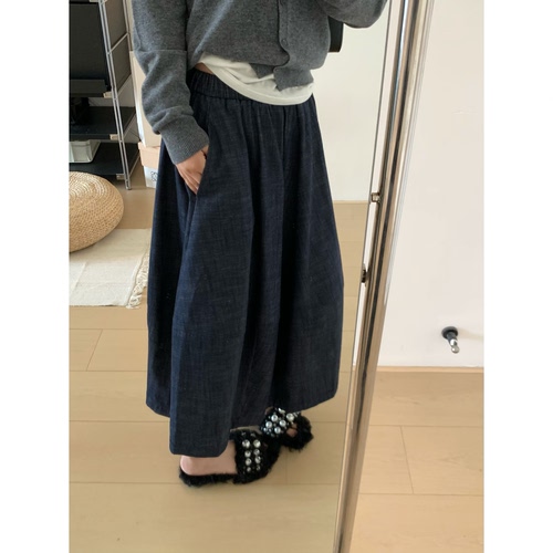 日系高腰显瘦遮胯牛仔A字裙