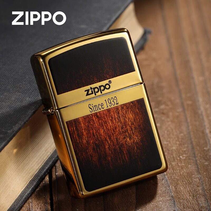 zippo官方正品珐琅商标起源木纹防风煤油打火机送男士友生日礼物