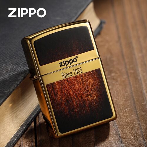 zippo官方正品珐琅商标起源木纹防风煤油打火机送男士友生日礼物