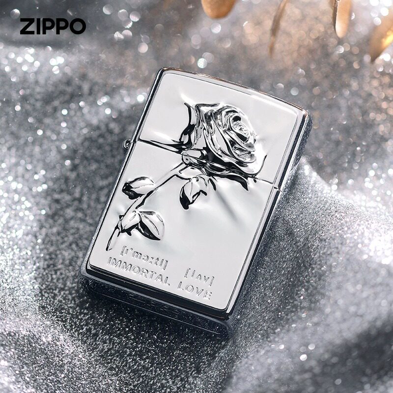 zippo打火机官方正品之宝炙爱礼盒塑封玫瑰煤油打火机生日礼物zp