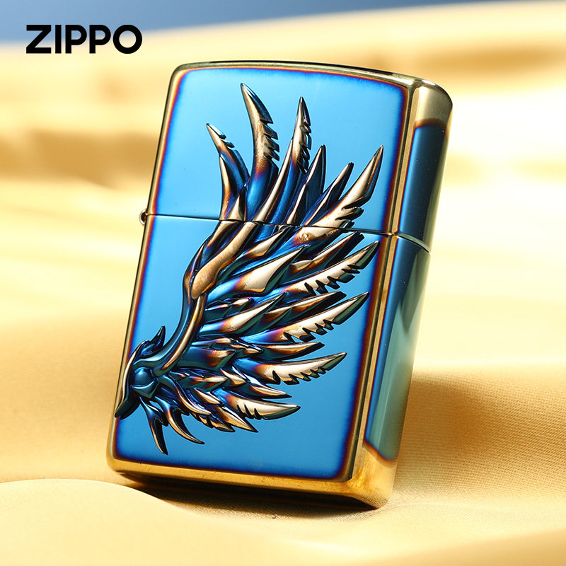 zippo打火机正品官方正版蓝影凤翼原装进口燃油专用男士送礼zp