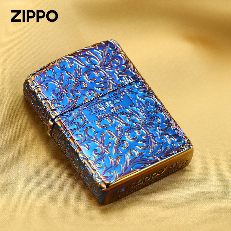 zippo打火机正品熏金唐草中标限量煤油防风送礼男友定制高档礼盒