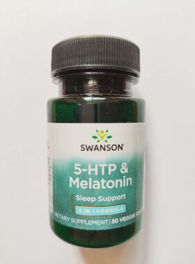 美国原装  SWANSON5羟色氨酸（5HTP)褪黑素复合胶囊 30粒美国直邮