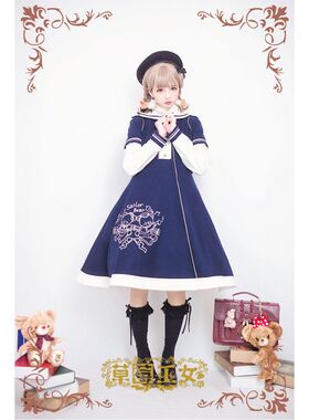 草莓巫女 现货冬季新年春节Lolita秋冬小熊毛呢刺绣大衣