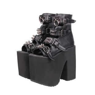 松糕厚底短靴凉鞋 饰 L344 朋克PUNK露趾皮带扣装 普普家2025新品