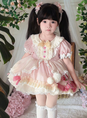 kiki家原创女童短袖洛丽塔连衣裙爱的丘比特公主裙蓬蓬裙周岁女宝