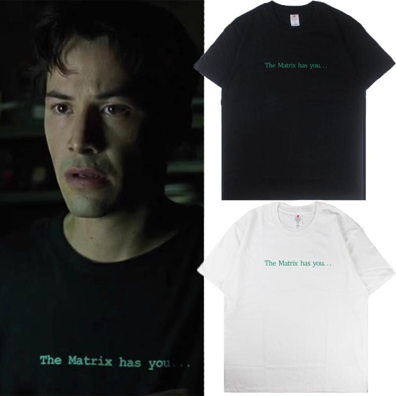 电影黑客帝国矩阵有你基努里维斯同款短袖英文字母印花纯棉t恤潮