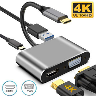 TYPE-c转HDMI/VGA扩展坞适用笔记本电脑投屏转换器连接投影仪同屏