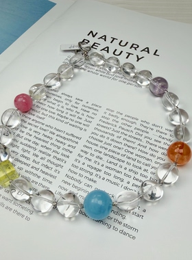 原创 天然白水晶糖豆多宝轻奢气质项链 饰品 小众设计质感