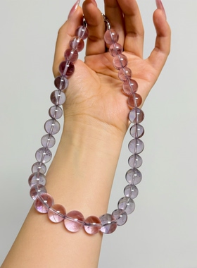 原创《夜巴黎》天然紫水晶圆珠百搭清透高级感项链大点位项链