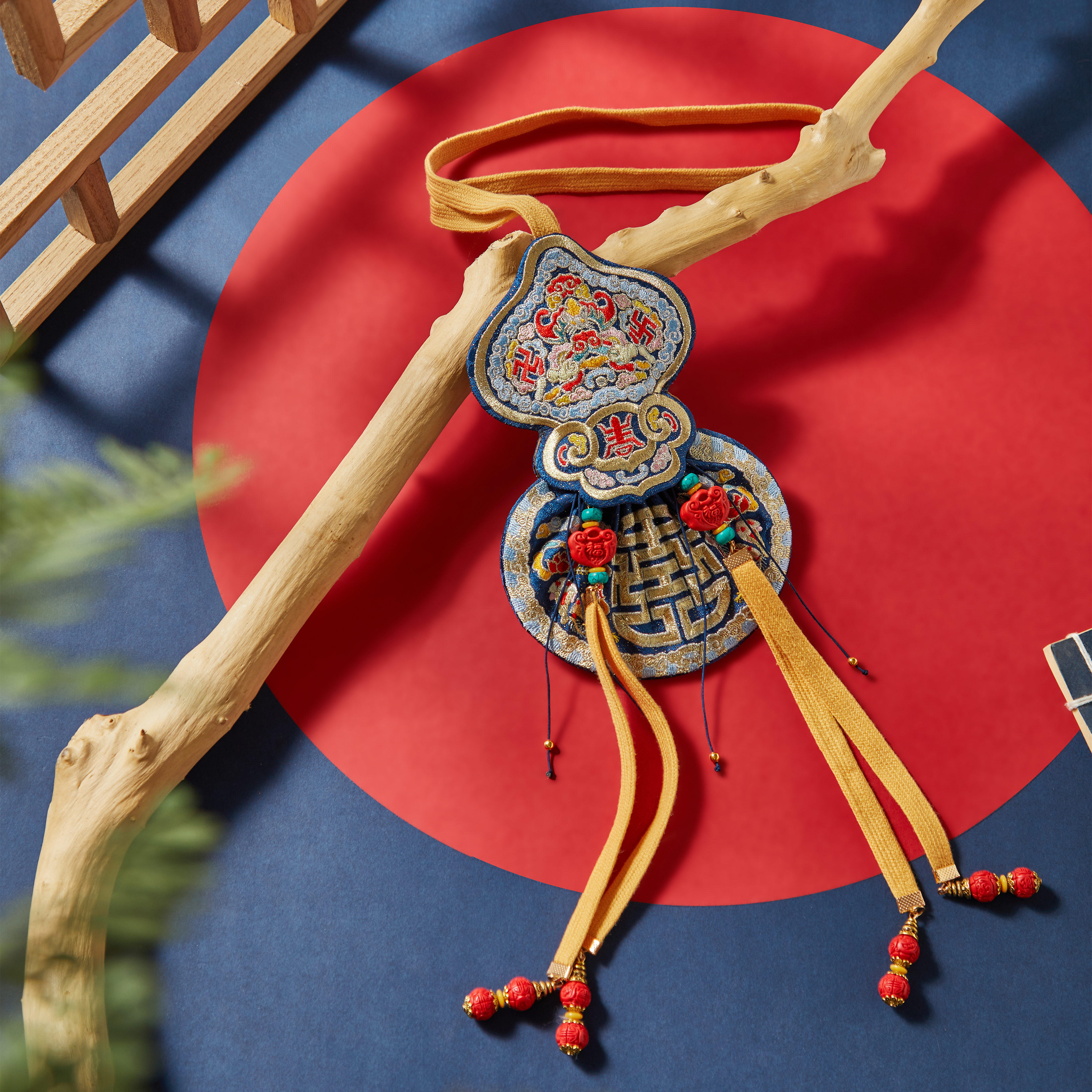 桃晴溪-复原款【五谷丰登纹】葫芦式绣花荷包纯手工香囊汉服配饰