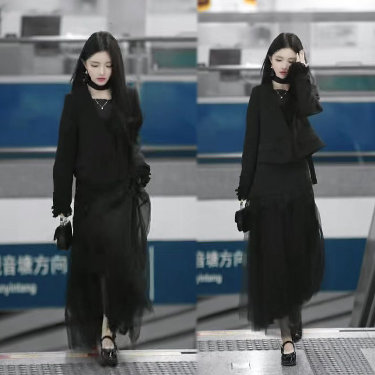 轻奢名媛风套装女2026秋季新款外套+网纱半身裙时尚显瘦两件套装