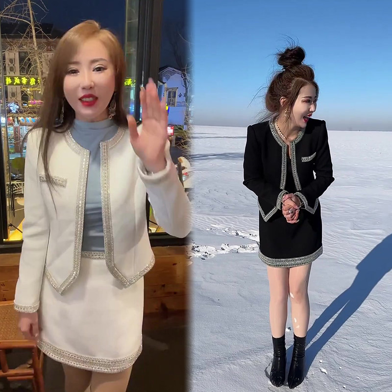 网红爆款时尚套装女2023年春季新款小香风韩版圆领短款外套+短裙,女装/女士精品,时尚套装,淘宝优惠券,粉丝福利购,淘宝优惠卷