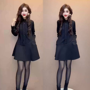 高腰遮肉显瘦休闲网红中长裙子女裙 新款 时尚 韩系连衣裙女2025冬季