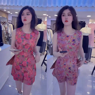 国风套装 上衣短裤 女2025夏季 高级感气质名媛砍袖 两件套 新款 新中式