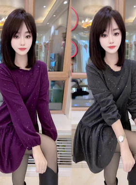 亮晶晶花边娃娃裙连衣裙女