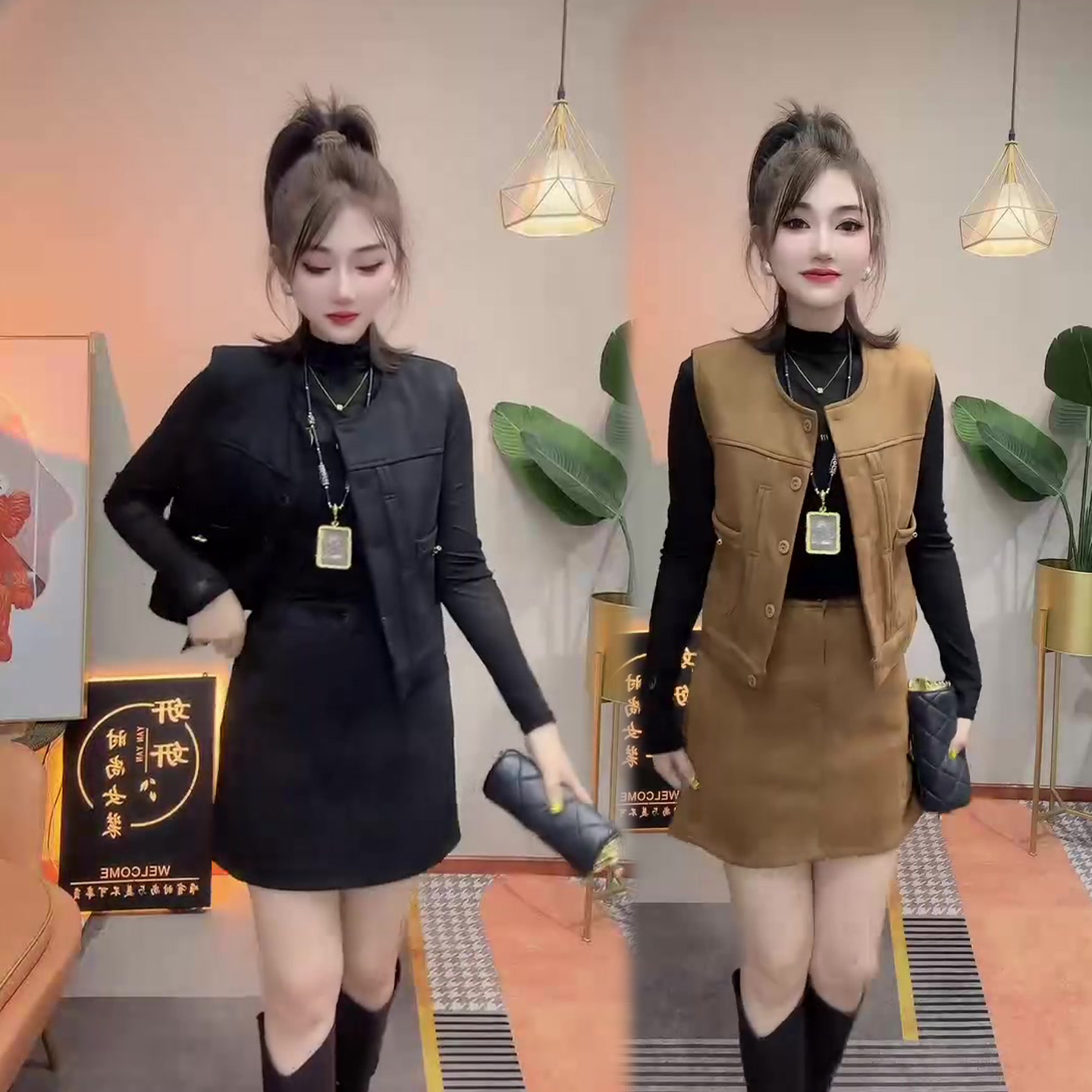 2025麂皮绒时尚套装女