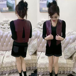 高级感休闲百搭砍袖 欧货2024秋季 洋气PU皮马甲女韩版 时尚 外套 新款