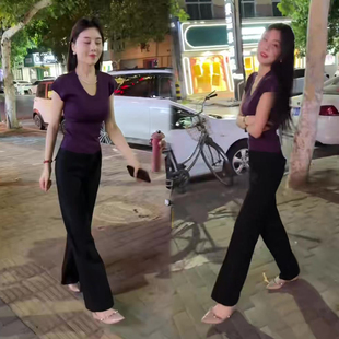 女神气质时尚套装女2026春夏季新款V领修身短袖+休闲裤两件套装潮