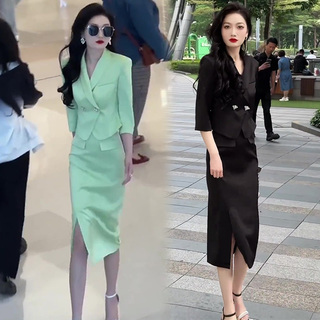 欧货气质时尚两件套女网红同款法式轻奢女神范包臀裙洋气套装