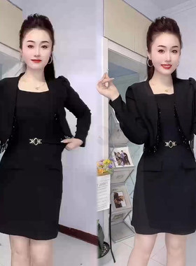 高级感礼服套装女短外套+连衣裙