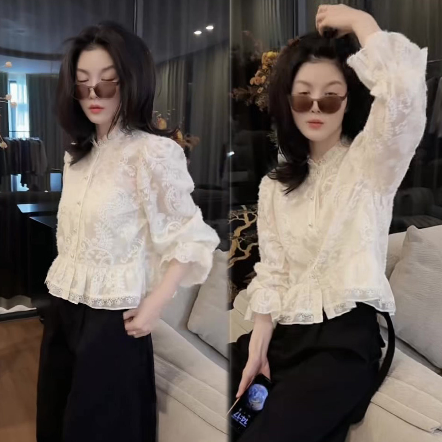 甜美洋气钩花蕾丝衫女2026春季新款喇叭袖设计感韩版气质小衫上衣,女装/女士精品,蕾丝衫/雪纺衫,淘宝优惠券,粉丝福利购,淘宝优惠卷