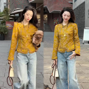 百搭洋气爆款 民族风复古花衬衫 禅意风新中式 新款 上衣潮 女2026春季