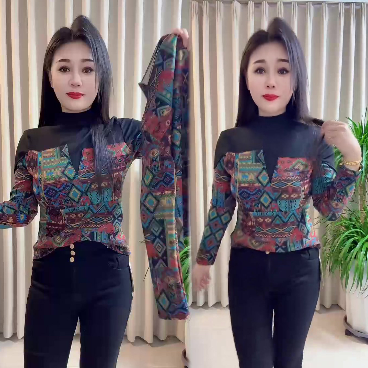 拼接高领打底衫女2025冬季新款成熟气质遮肉显瘦小衫网红爆款上衣