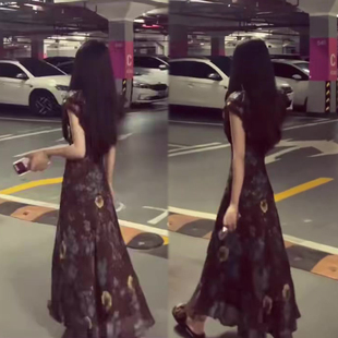 女神韵味气质花色连衣裙女2026夏季新款收腰显瘦成熟百搭时髦长裙