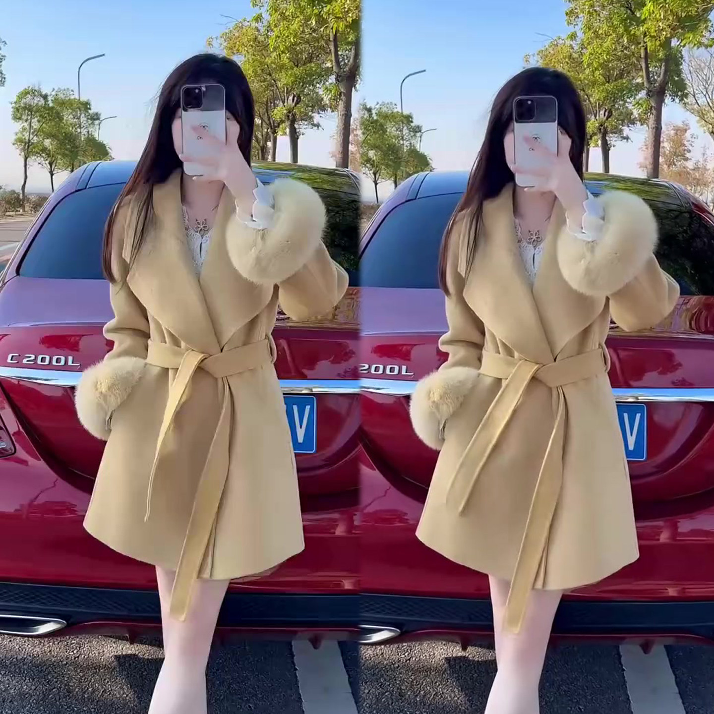 温柔风毛毛袖大衣女2025冬季新款网红爆款毛呢时尚韩版风衣外套潮,女装/女士精品,风衣,淘宝优惠券,粉丝福利购,淘宝优惠卷