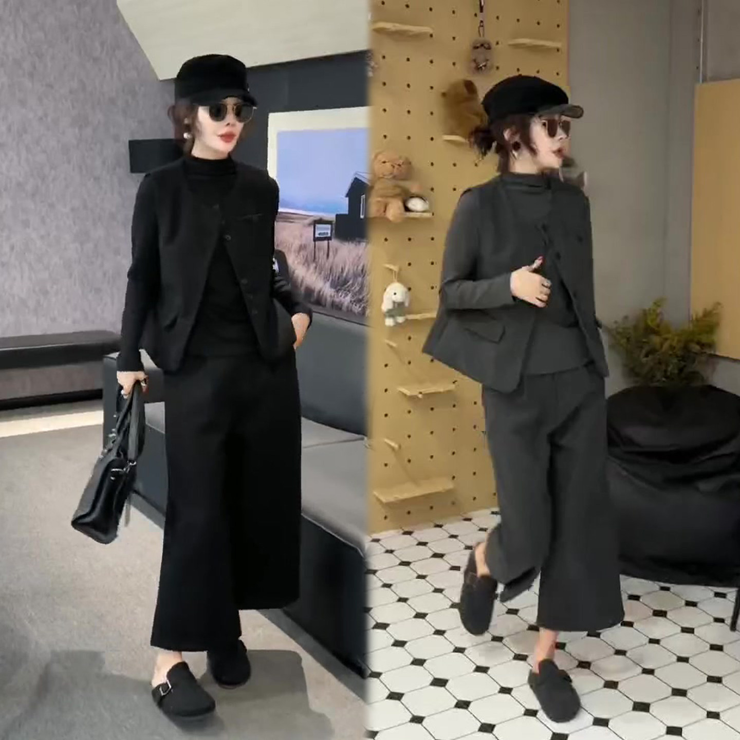 时尚简约套装女2026春季新款网红时尚穿搭打底衫+马甲+阔腿裤三件,女装/女士精品,时尚套装,淘宝优惠券,粉丝福利购,淘宝优惠卷