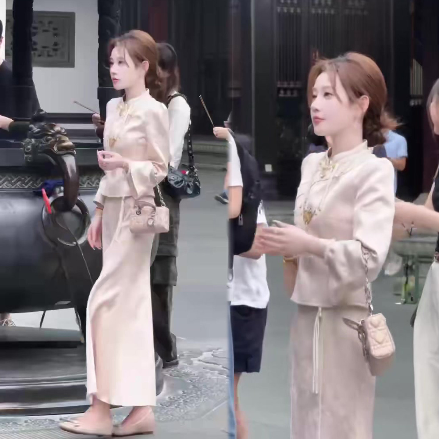 新中式禅意风套装女2026早春新款粉色甜美减龄短上衣+包臀鱼尾裙